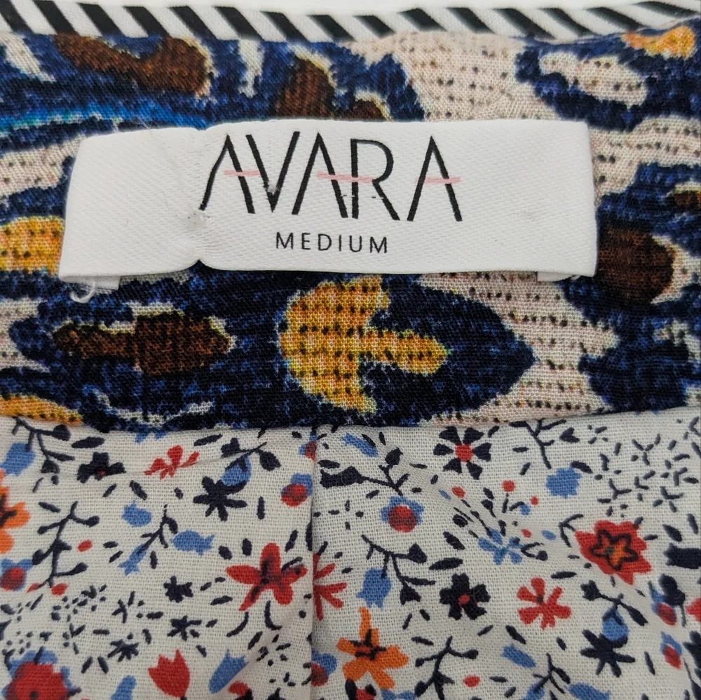 Avara Natasha Jacket Blue White Retro Inspired Cropped Snap Button Embroidery M - Picture 9 of 11